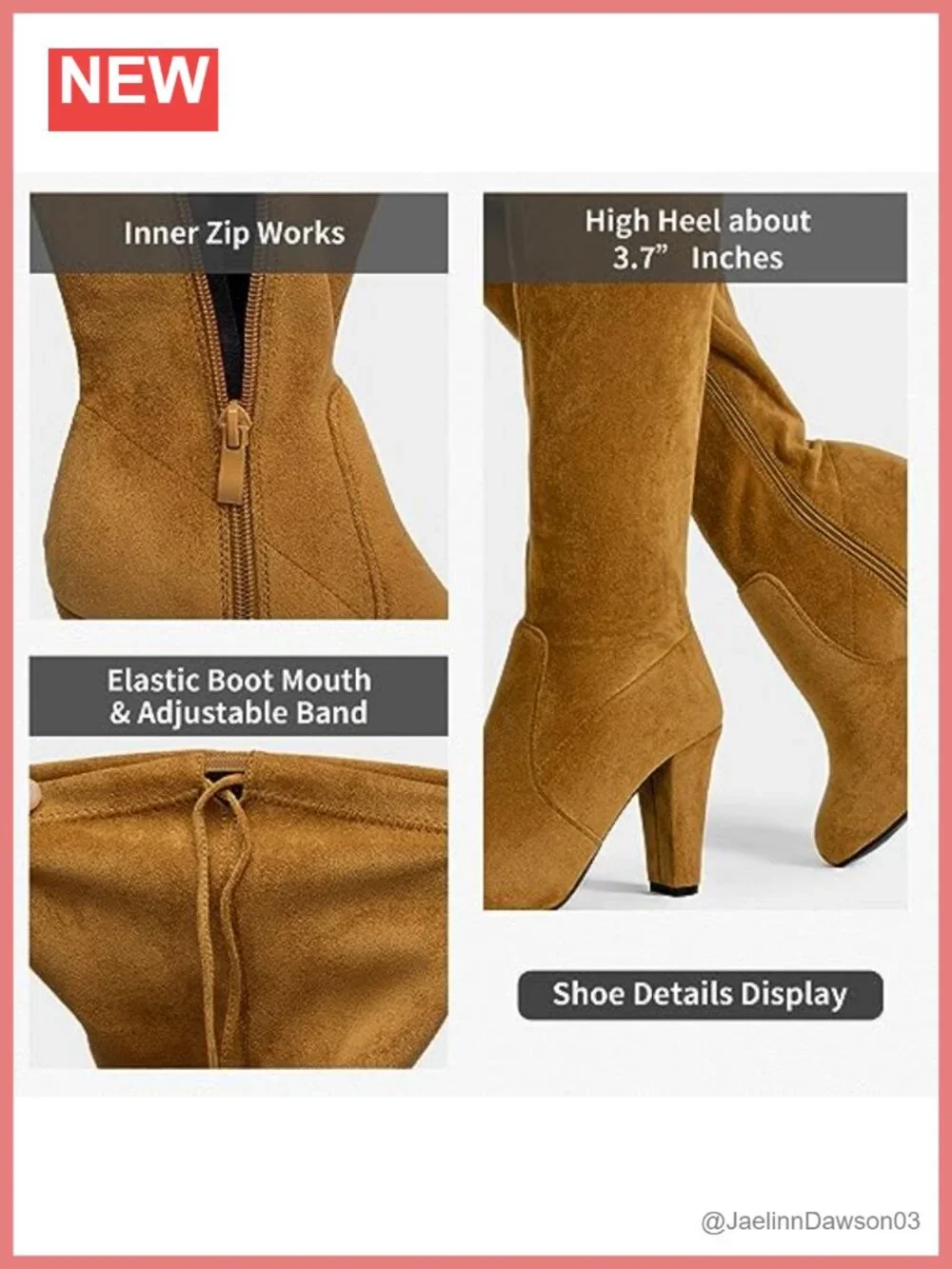 Over the Knee Thigh High Block Heel Boots Faux Suede Zip